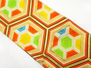 アンティーク　重ね亀甲模様織り出し袋帯（材料）